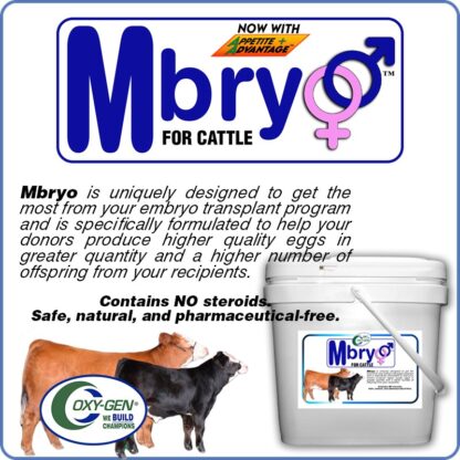 Mybro Cattle Supplement Maximizes the number of embryos collected and also maximize the quality of those embryos, and that means greater profits for you.