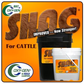 Shag Cattle Supplement Promotes Hair Growth, Hoof Conditioner, Odor Reducer And a Blend Of Probiotics/Electrolytes. Build Your Steer To Win!