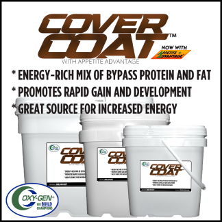 Cover Coat Livestock supplement will help support your animal's digestive tract so it can eat and finish RIGHT for Show Day. Naturally and Drug-Free!