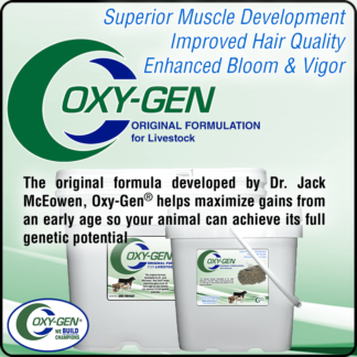 OXY-GEN™ Livestock Supplement Helps promote superior muscle development, Improves Hair quality and enhances bloom and vigor. Naturally and always Drug-Free.